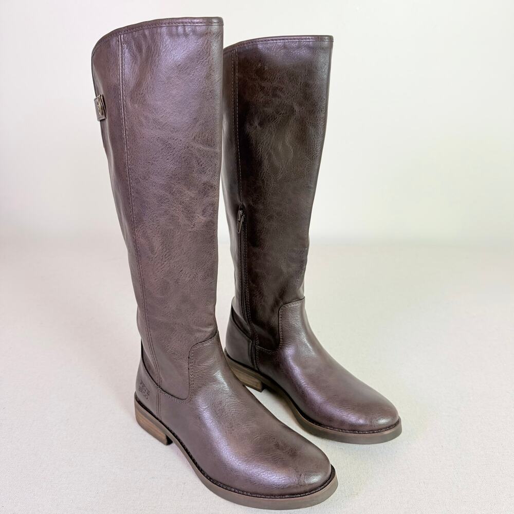 Frye & Co Kellie Button Tall Brown Knee High Riding Boots Women's 9M Side Zip